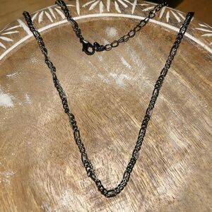 Gunmetal and Gold Tone Chain Weaved Necklace